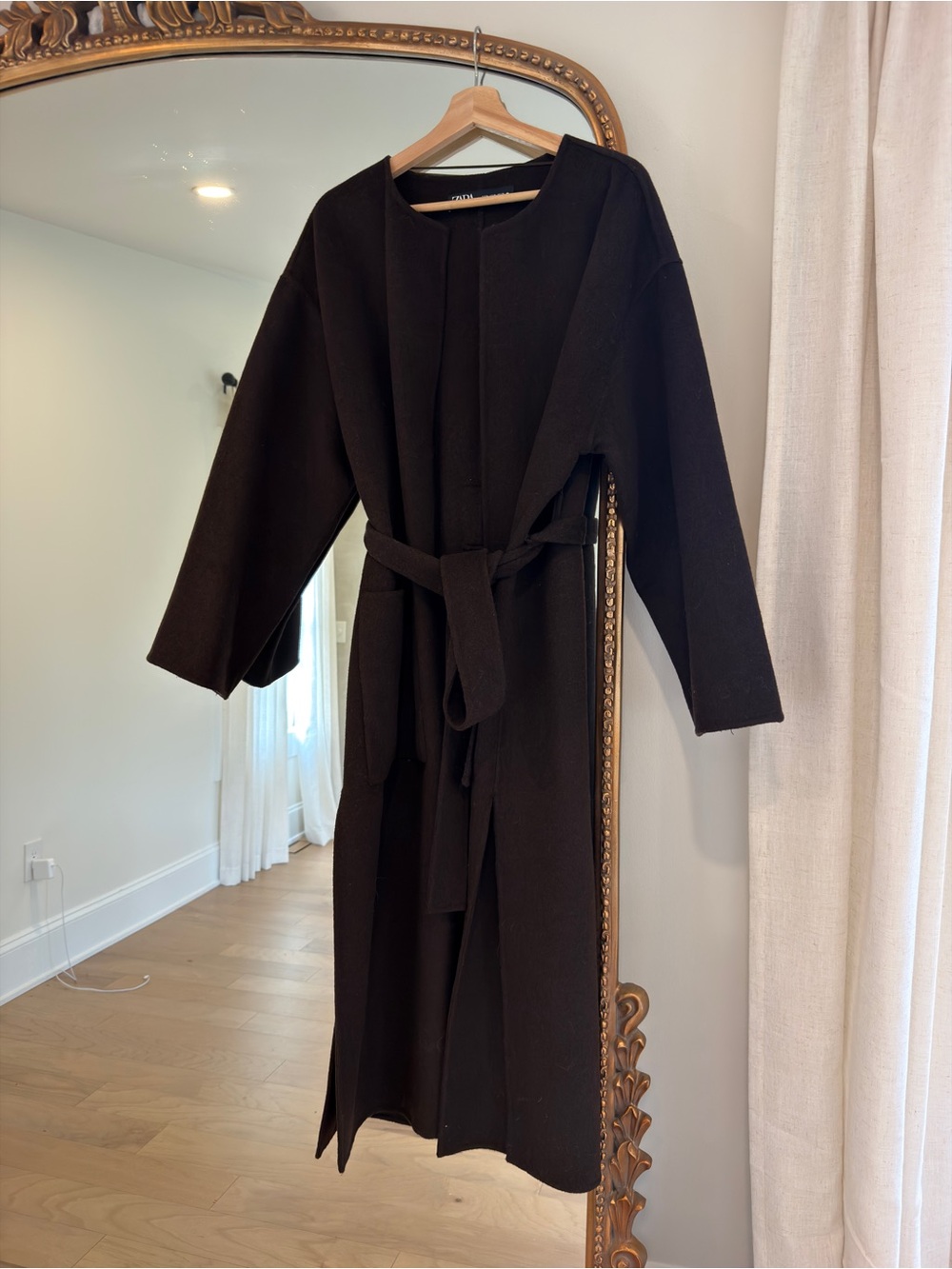 Zara Brown wool belted coat